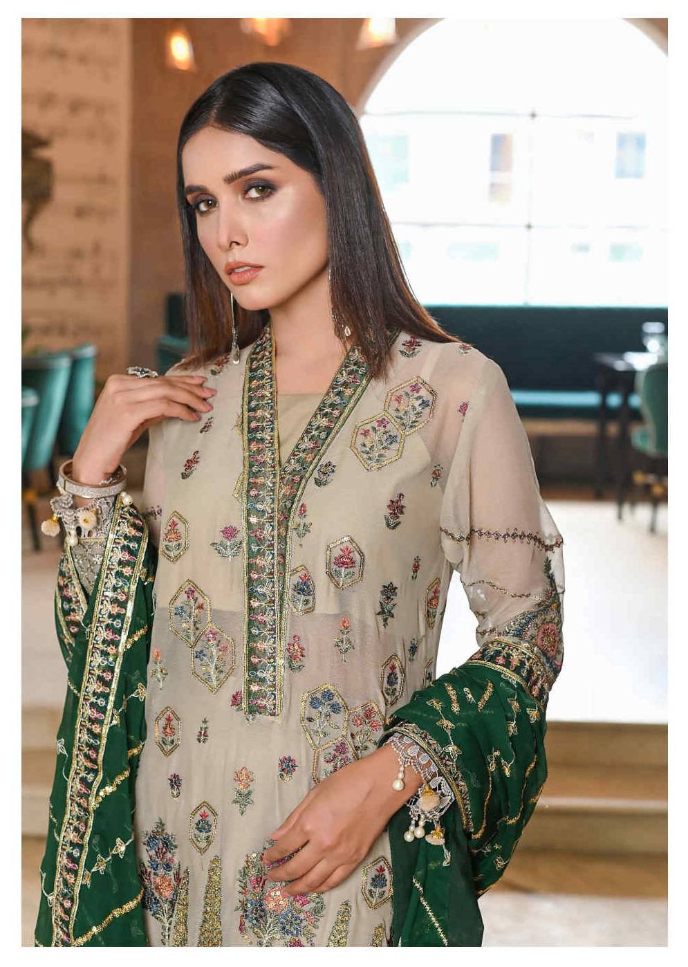 03-Piece Chiffon Suit With Embroidery | Ready To Wear