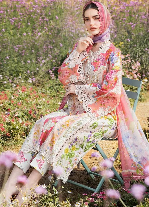 03-Piece Printed Lawn Suit With Heavy Embroidery - Ready To Wear