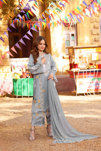03-Piece Cotton/Lawn Suit With Chikankari Embroidery - Ready To Wear