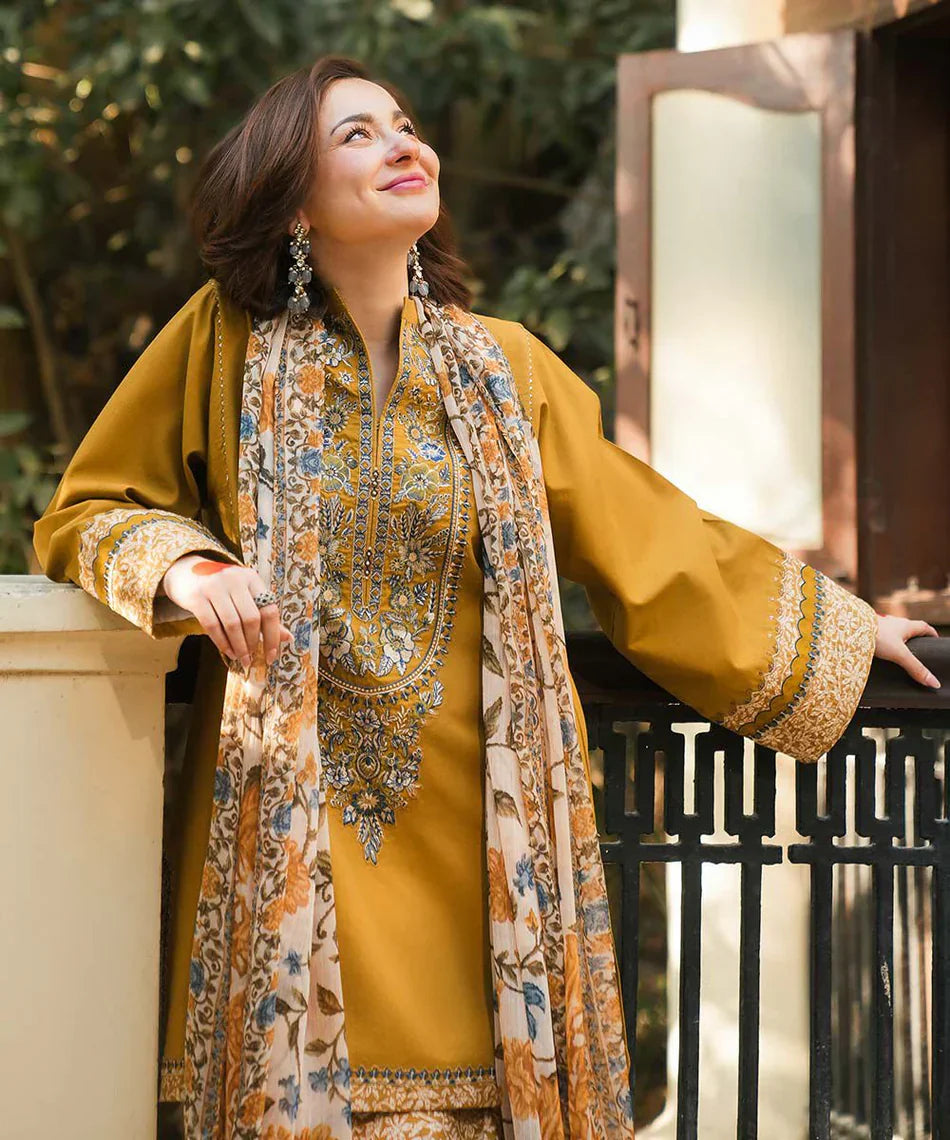 03-Piece Lawn Suit With Embroidery - Ready To Wear