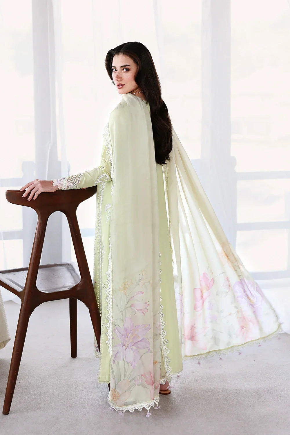 02-Piece Embroidered Lawn Suit With Silk Dupatta | Ready To Wear