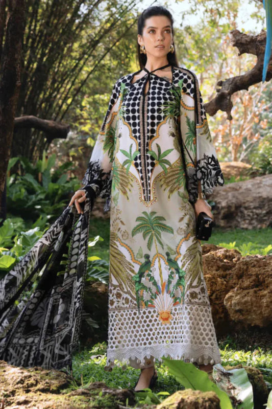 03-Piece Printed Lawn With Chiffon Dupatta - Ready To Wear
