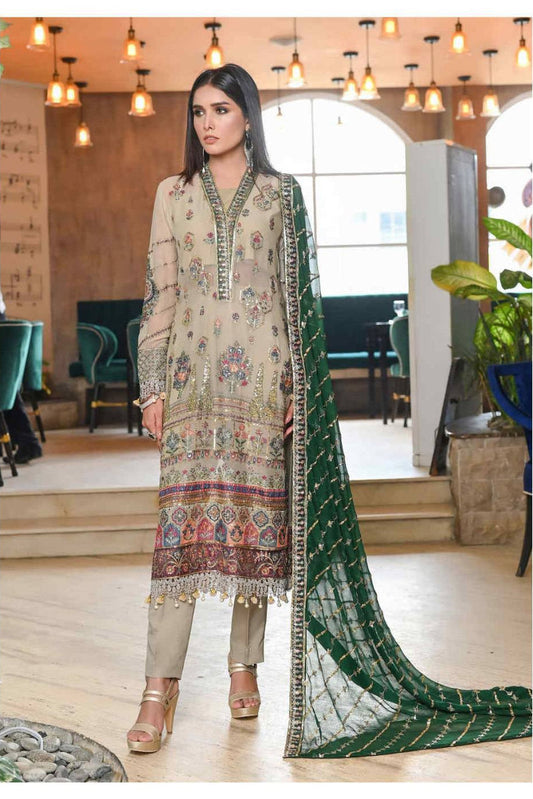 03-Piece Chiffon Suit With Embroidery | Ready To Wear