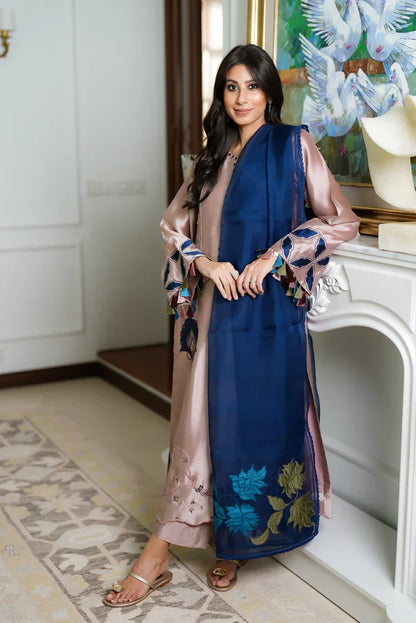 03-Piece Shamoz Silk With Embroidery - Ready To Wear