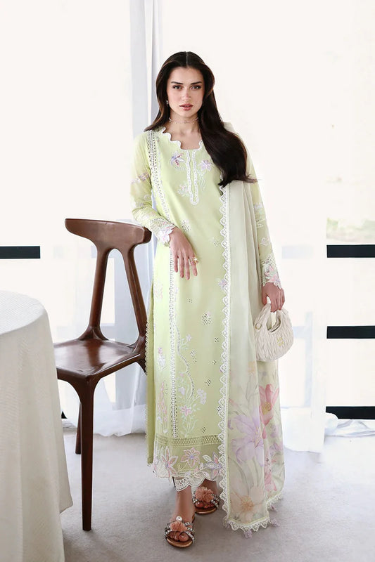 02-Piece Embroidered Lawn Suit With Silk Dupatta | Ready To Wear
