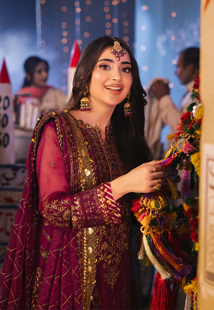 03-Piece Embroidered Chiffon Suit With Silk Dupatta | Ready To Wear