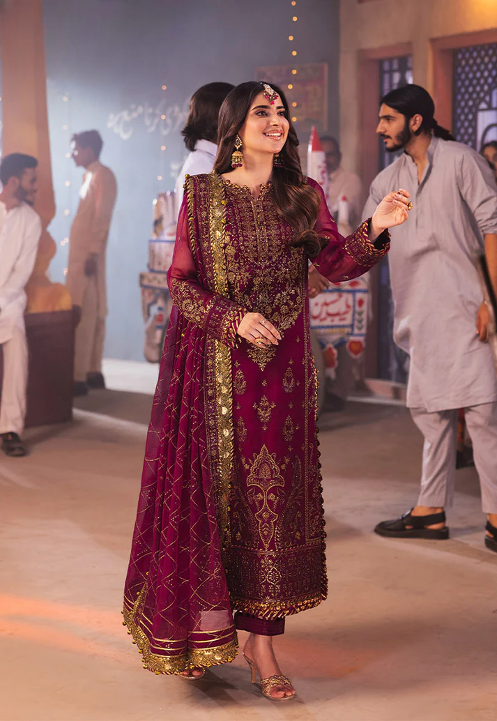 03-Piece Embroidered Chiffon Suit With Silk Dupatta | Ready To Wear