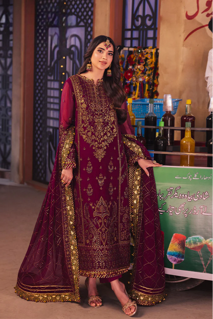 03-Piece Embroidered Chiffon Suit With Silk Dupatta | Ready To Wear
