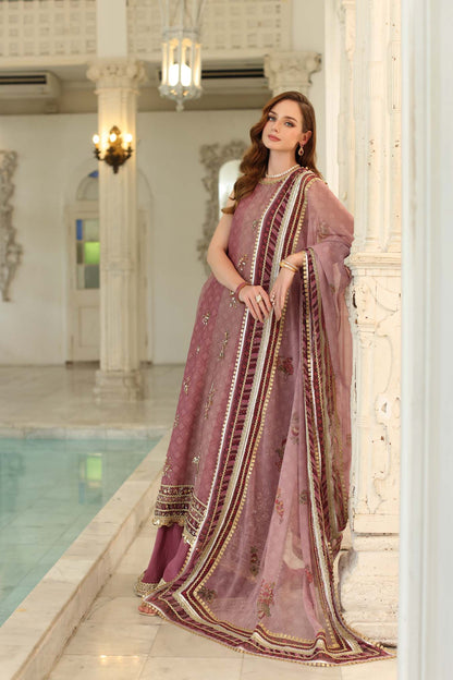 03-Piece Printed Khaddi Net With Embroidery | Ready To Wear