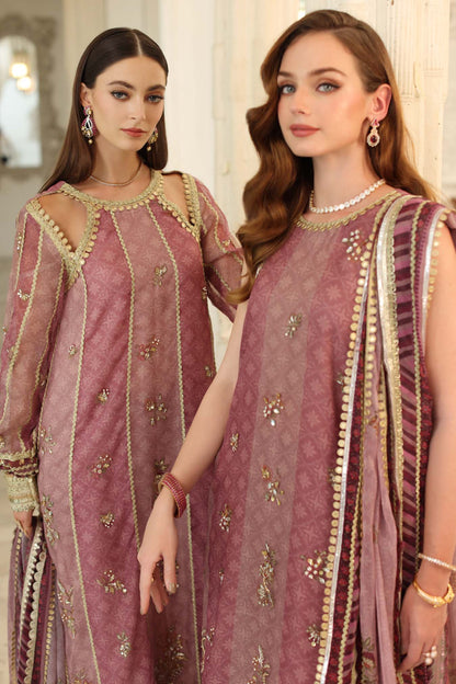 03-Piece Printed Khaddi Net With Embroidery | Ready To Wear