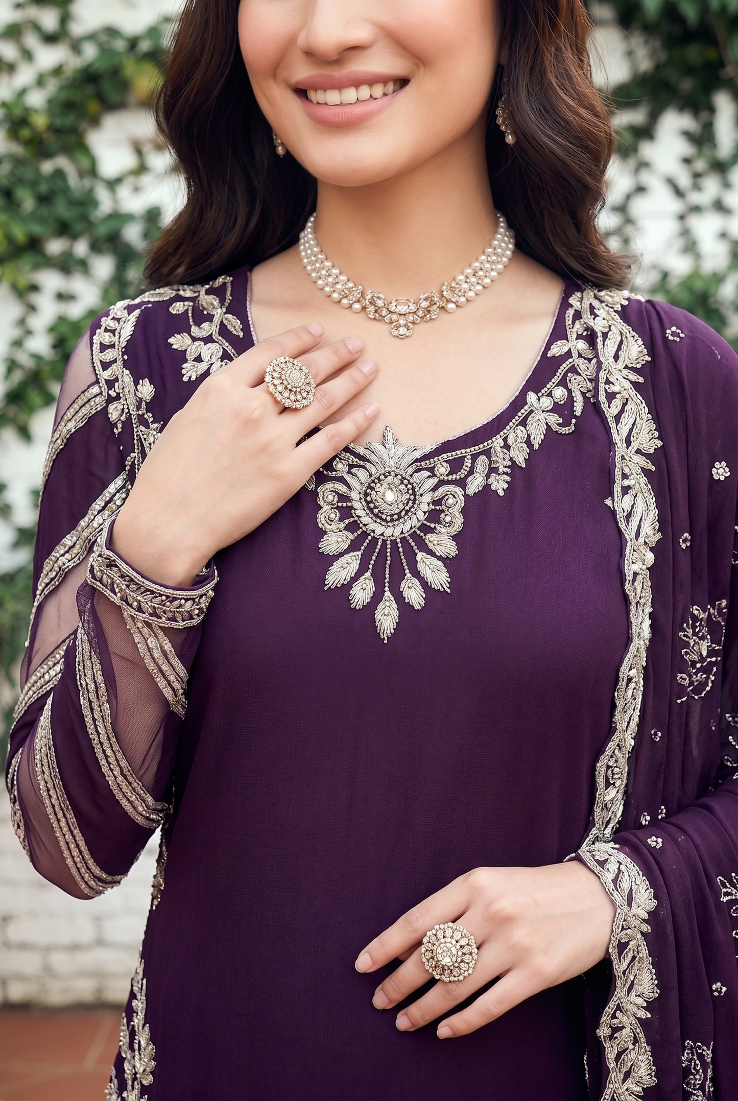 03-Piece Cotton Suit With Embroidery - Ready To Wear