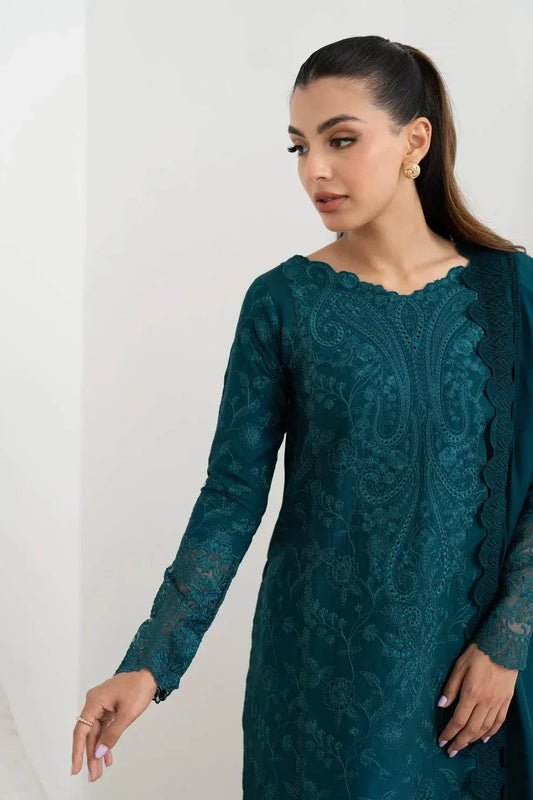 03-Piece Lawn Suit With Chikankari Embroidery - Ready To Wear
