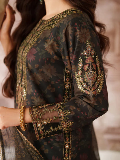 03-Piece Printed Lawn Suit With Heavy Embroidery - Ready To Wear