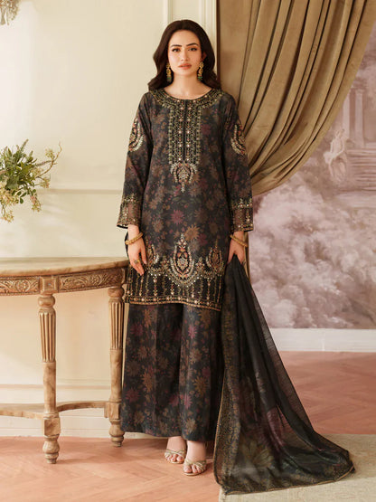 03-Piece Printed Lawn Suit With Heavy Embroidery - Ready To Wear