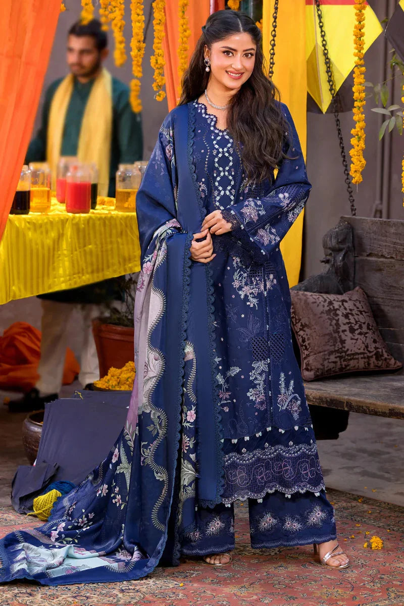 Midnight Blue - 3 Piece Embroidered Lawn Suit | Ready To Wear
