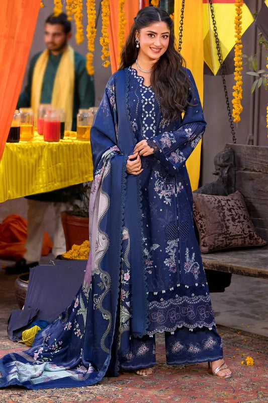 Midnight Blue - 3 Piece Embroidered Lawn Suit | Ready To Wear