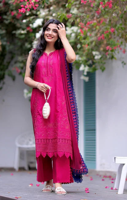 03-Piece Lawn Suit With Chiffon Dupatta | Ready To Wear
