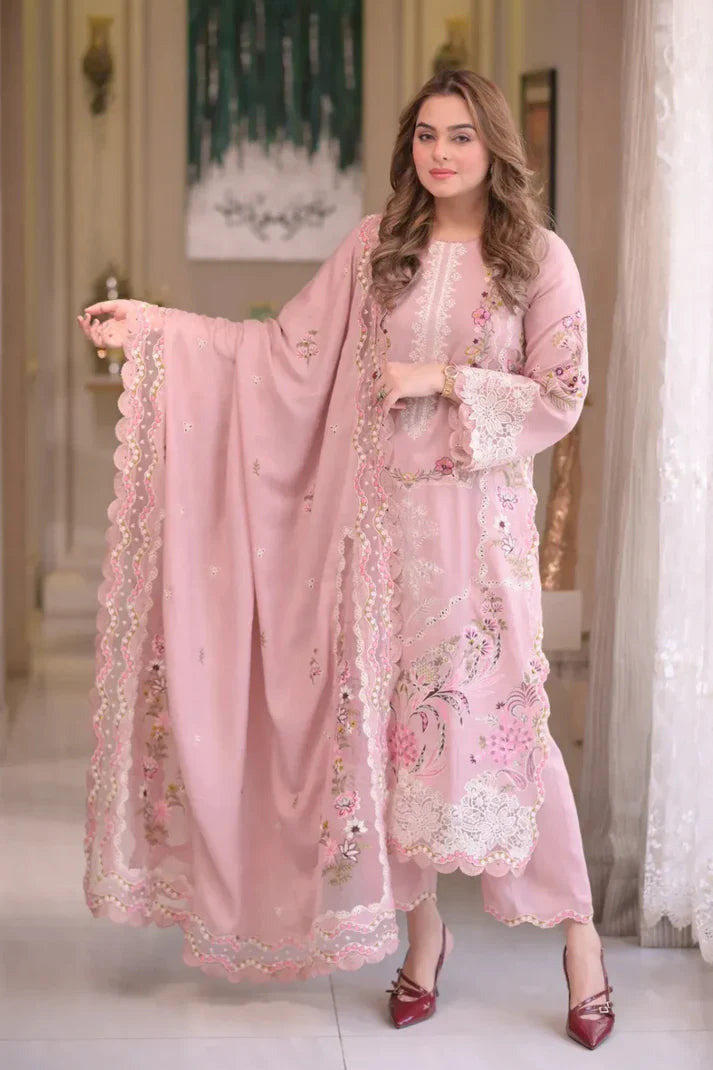 03-Piece Cotton Suit With Chikankari Embroidery | Ready To Wear