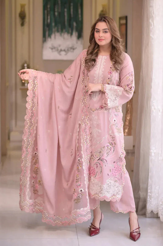 03-Piece Cotton Suit With Chikankari Embroidery | Ready To Wear