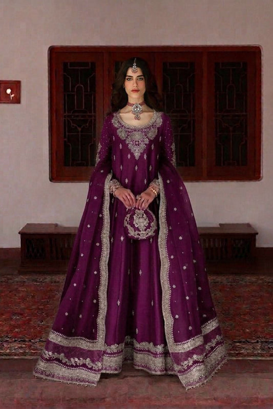 03-Piece Silk Suit With Zari & Sequin Work - Ready To Wear