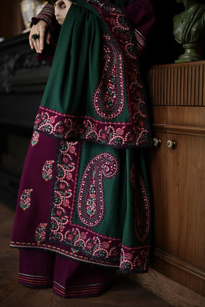 Plum & Emerald Heritage - 3 Piece Embroidered Suit | Ready To Wear