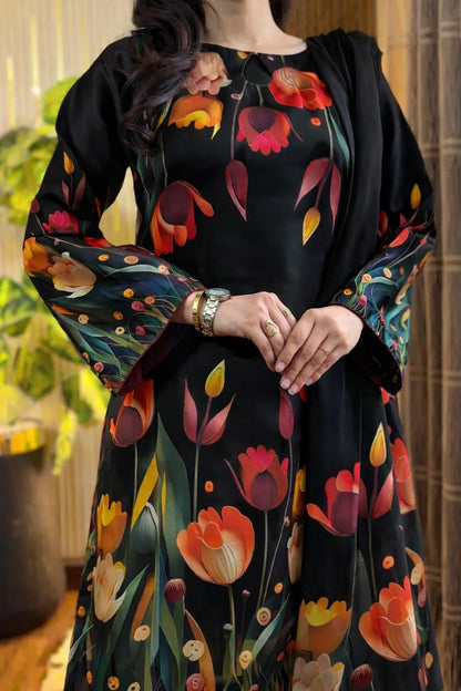 Digital Print Silk 3pcs (3D FLOWERS)