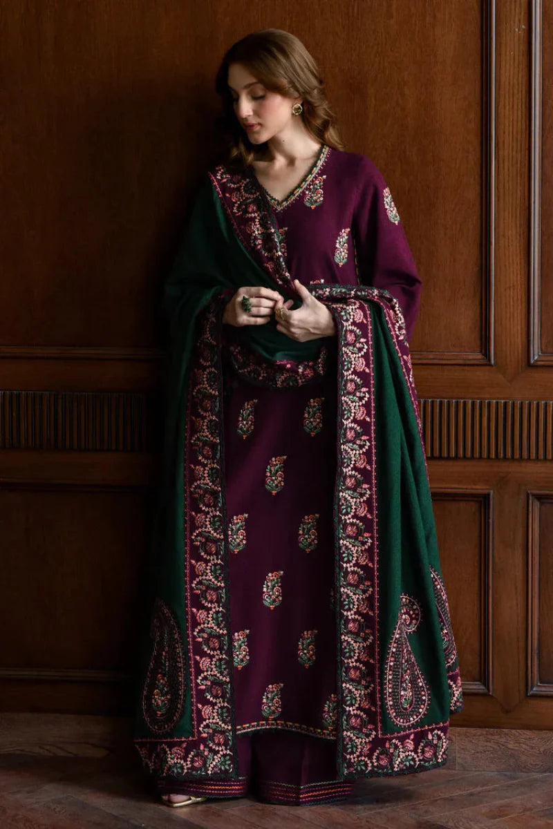 03-Piece Embroidered Cambric Suit With Chiffon Dupatta | Ready To Wear