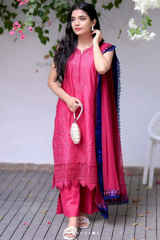 03-Piece Lawn Suit With Chiffon Dupatta | Ready To Wear