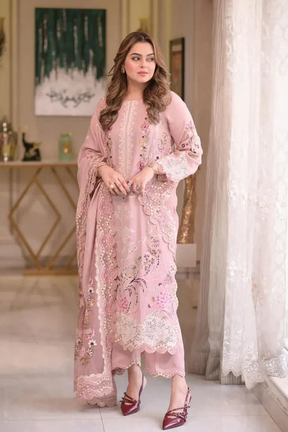 03-Piece Cotton Suit With Chikankari Embroidery | Ready To Wear